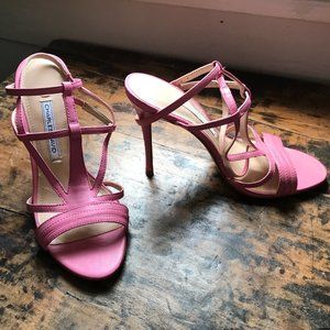 Charles David strappy pink high heel stiletto sandal 7.5M - XLNT condition